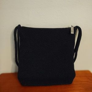 Sak Crochet Purse Black "9.5 x 9.5" Straps "14" Zipper Closure